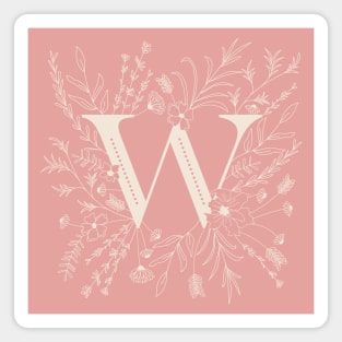 Botanical Letter W (Hibiscus Pink) Magnet